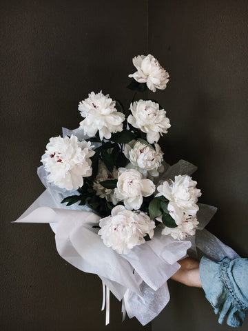 Festiva Maxima Peonies ( White ) | By the stem