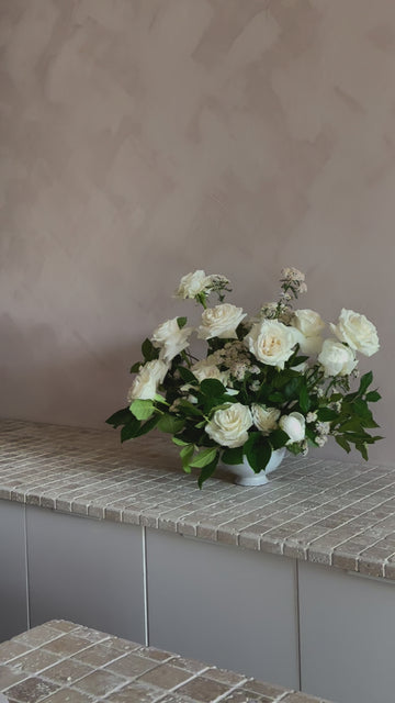 White rose vase arrangment